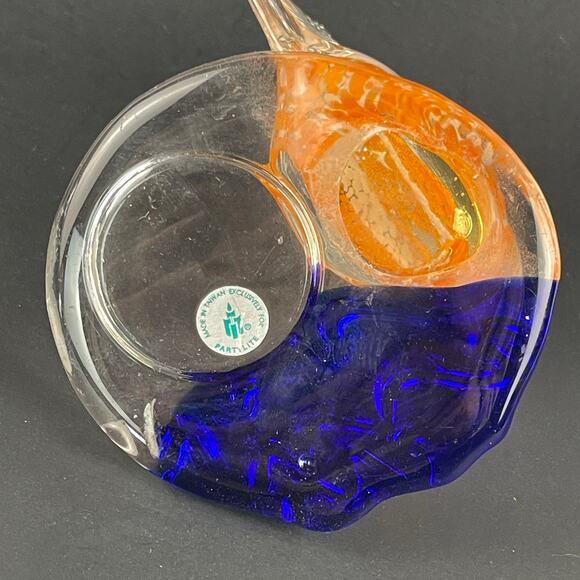 Art Glass Orange Fish Partylite Candle Tea Light Holder 6” - Picture 4 of 6